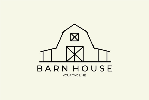 Barn House Logo Illustration Design Review for Embroidery Projects