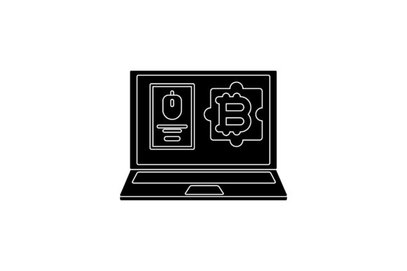 Bit Coin Laptop Mouse Black Filled – A Graphic Design Freebie with Strong Visual Impact