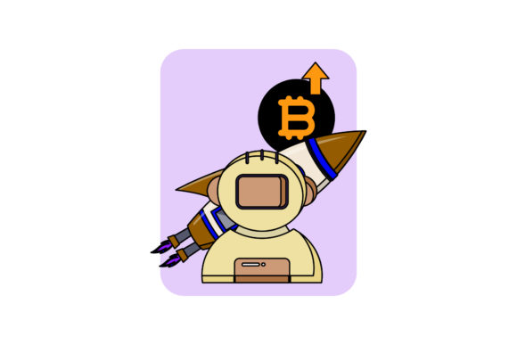 Bit Coin Space Rocket Color Outline: A Freebie Graphic for Modern Branding