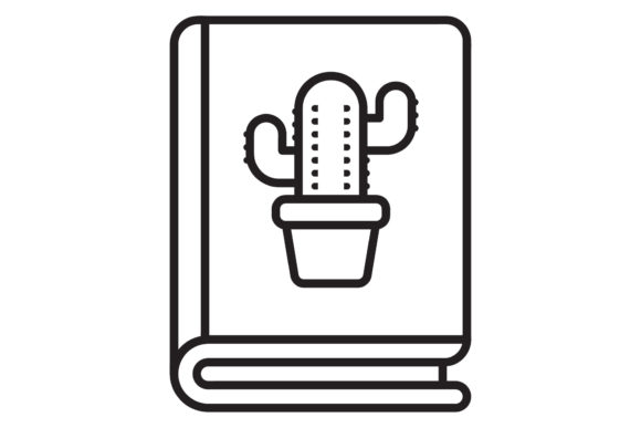 Book Icon Cactus Black Line Design Art – A Practical Graphic Freebie for Sellers