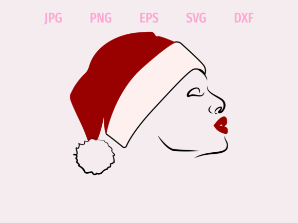 Christmas Hat Girl Minimalistic Art – A Graphic Design Asset for Handmade Creators