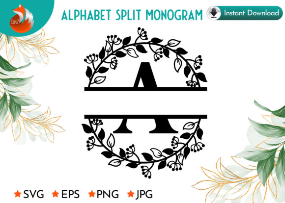 Flora A-Z Alphabet Split Monogram: A Freebie Graphic for Crafters