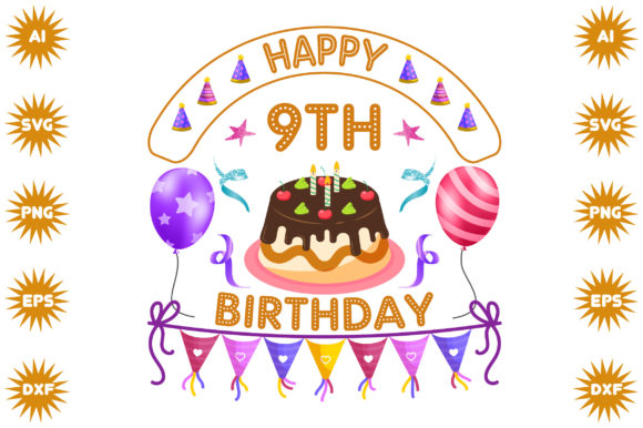 Happy 9th Birthday: A Versatile Graphic Design Asset for Content Creators
