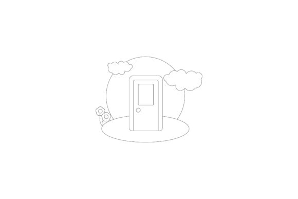 House Door Sun Cloud Coloring Page as a Powerful Graphic Design Asset