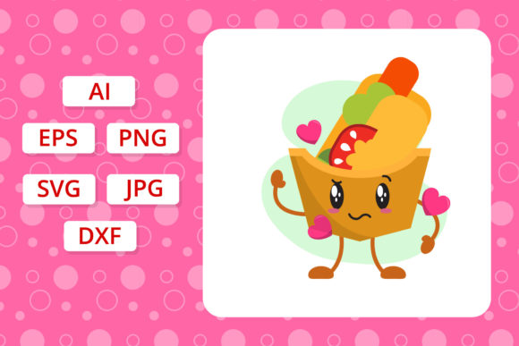 Kawaii Food Valentine Hotdog in Box – A Playful Graphic for Creative Projects