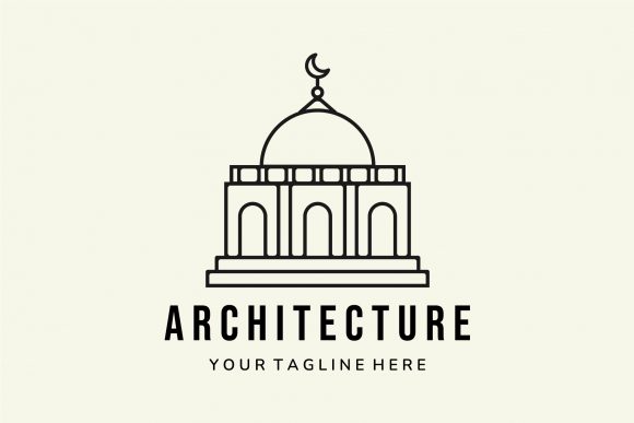 Minimalist Mosque Line Art: A Versatile Graphic Freebie for Handmade Projects