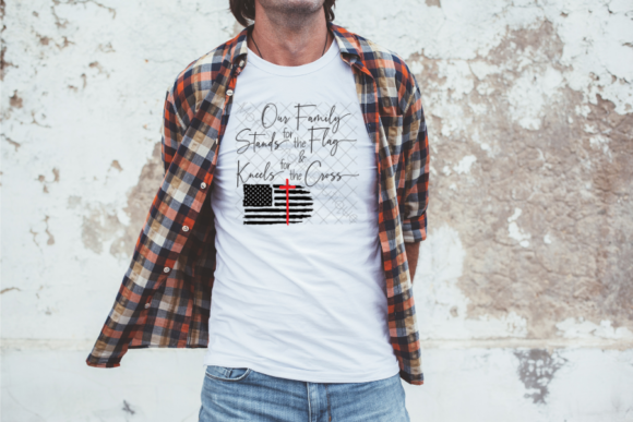 Our Family Stands Flag Kneels Cross SVG – A Powerful Graphic Design Asset for Crafters